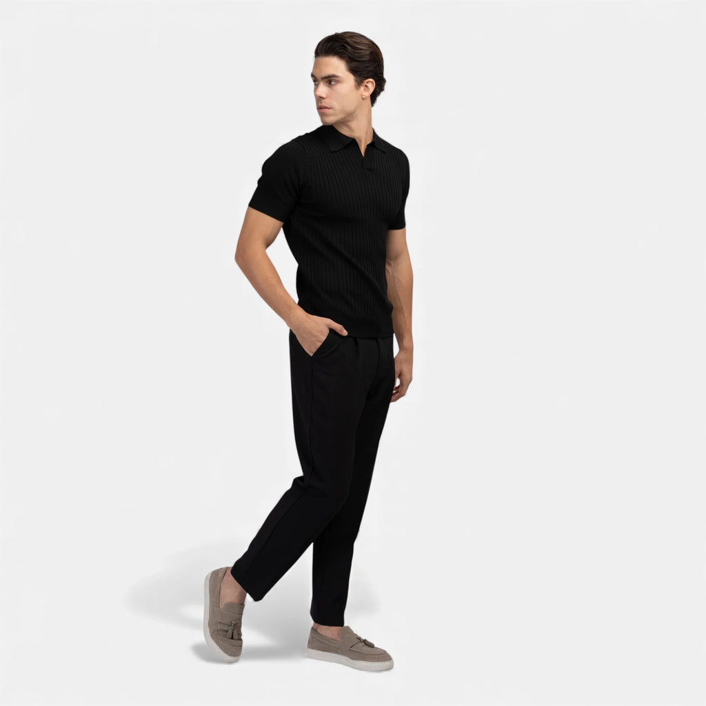 Aiden | Men’s Vertical Stripe Collared Neck Polo Shirt