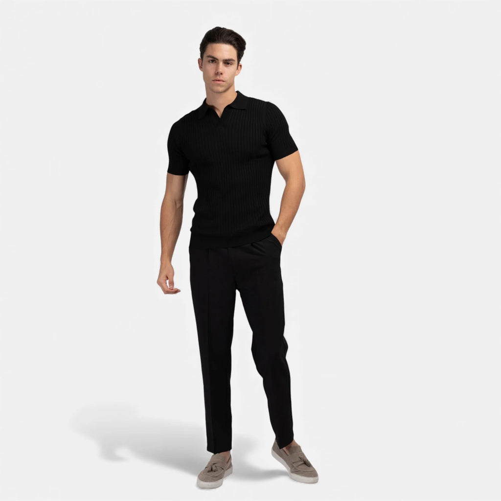 Aiden | Men’s Vertical Stripe Collared Neck Polo Shirt