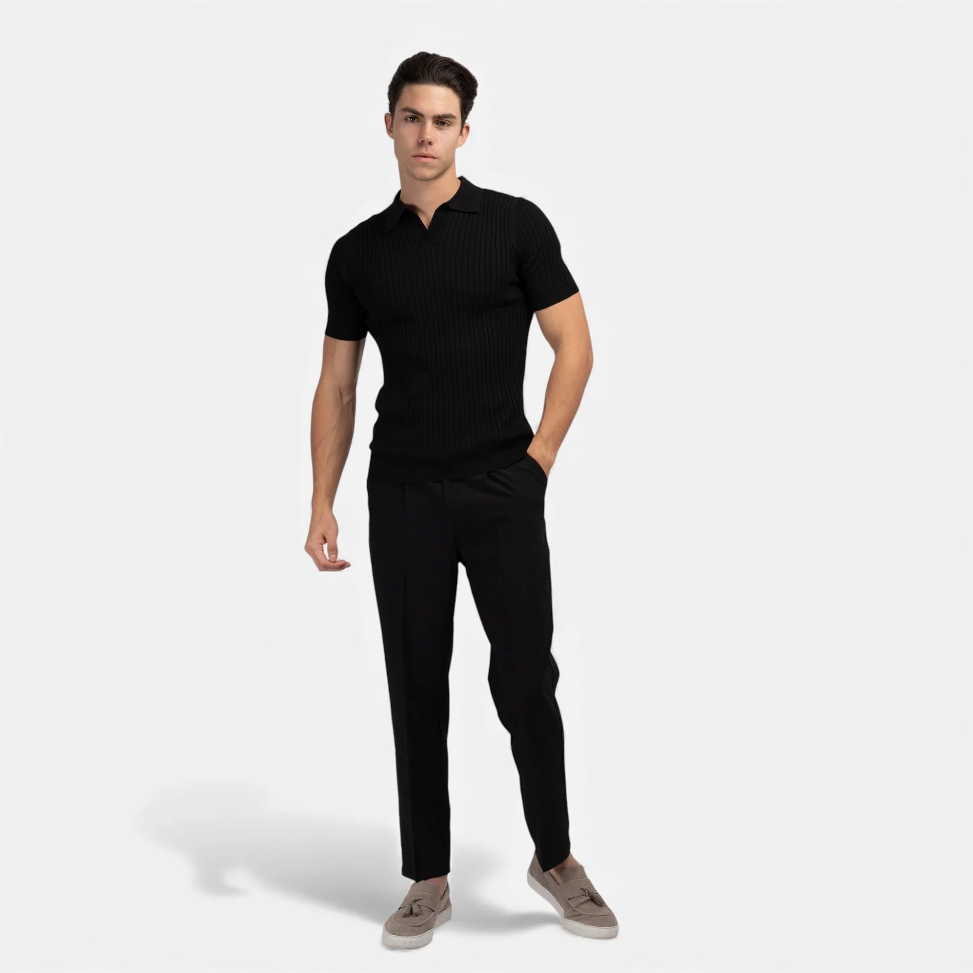 Aiden | Men’s Vertical Stripe Collared Neck Polo Shirt
