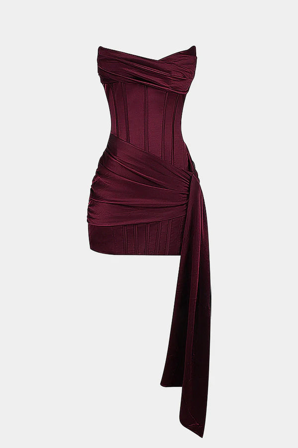 Aigerim | Women's Asymmetrical Strapless Grad Party Mini Dress