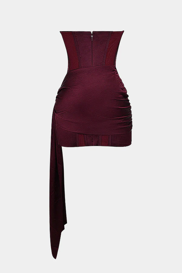 Aigerim | Women's Asymmetrical Strapless Grad Party Mini Dress
