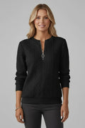 Ailene | Women’s Long Sleeve Zip Front Knit Sweater