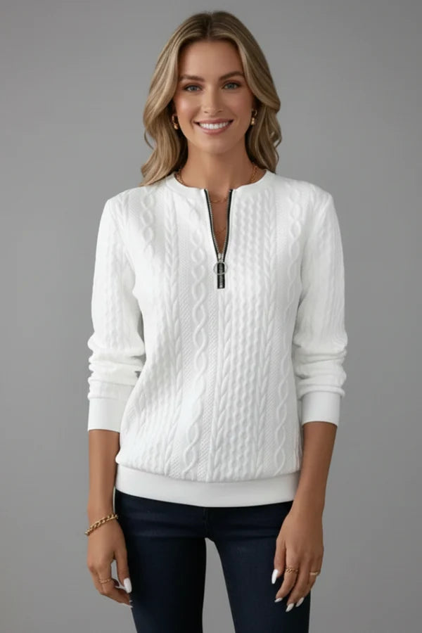 Ailene | Women’s Long Sleeve Zip Front Knit Sweater