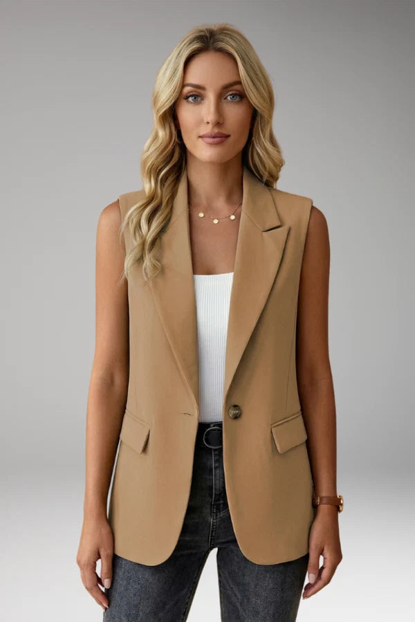 Ailish | Women’s Sleeveless Notch Collar Pocket Blazer