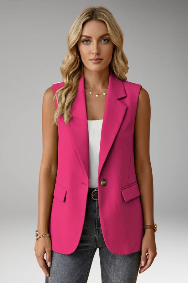 Ailish | Women’s Sleeveless Notch Collar Pocket Blazer