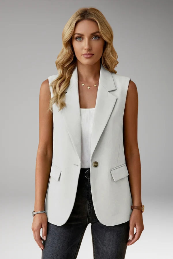 Ailish | Women’s Sleeveless Notch Collar Pocket Blazer