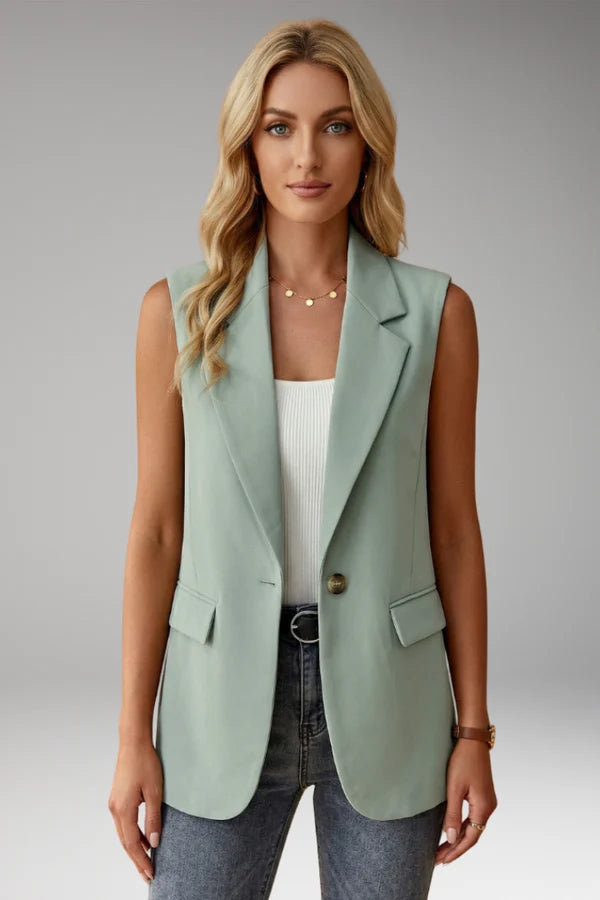 Ailish | Women’s Sleeveless Notch Collar Pocket Blazer