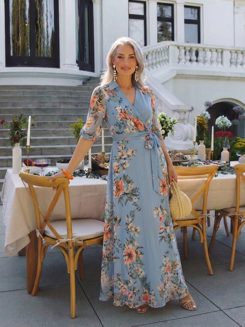 Aimee | Women’s Flowy Floral V Neck Summer Maxi Dress