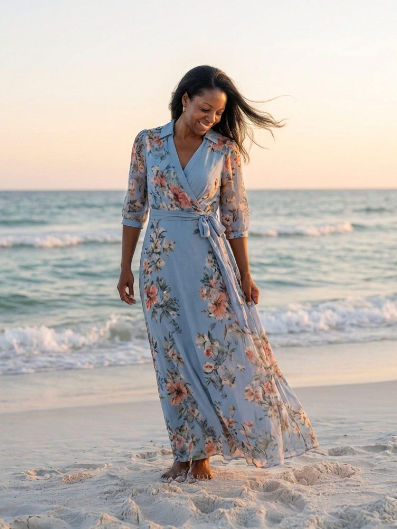 Aimee | Women’s Flowy Floral V Neck Summer Maxi Dress