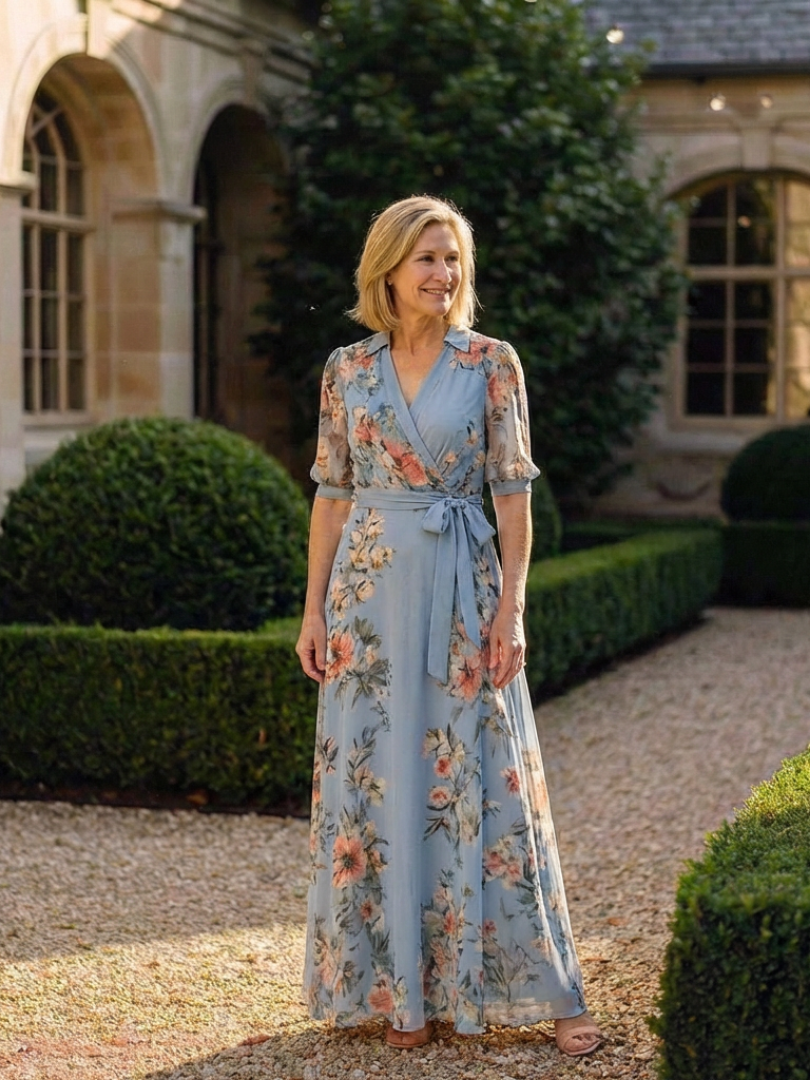 Aimee | Women’s Flowy Floral V Neck Summer Maxi Dress