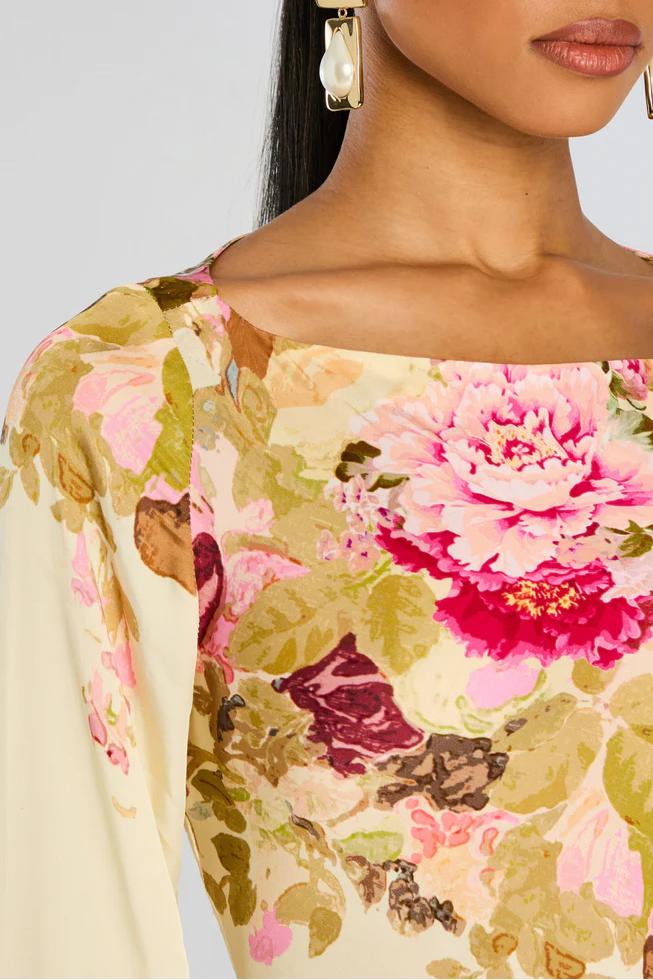 Aimie | Women’s Long Sleeve Boat Neck Floral Maxi Dress