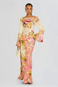 Aimie | Women’s Long Sleeve Boat Neck Floral Maxi Dress