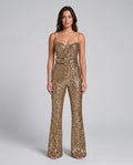 Ainslee | Women's Belted Sequin Sleeveless Fitted Jumpsuit