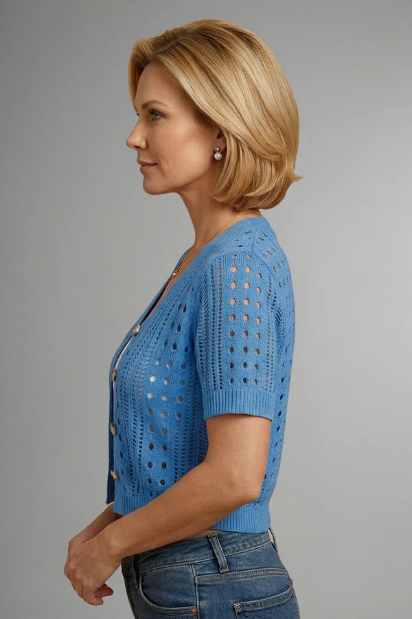 Aiora | Women’s Short Sleeve Button Front Knit Summer Cardigan