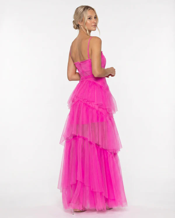 Aithne | Women's Strappy Tiered Corset Wedding Guest Dress