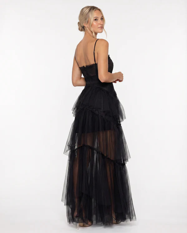 Aithne | Women's Strappy Tiered Corset Wedding Guest Dress