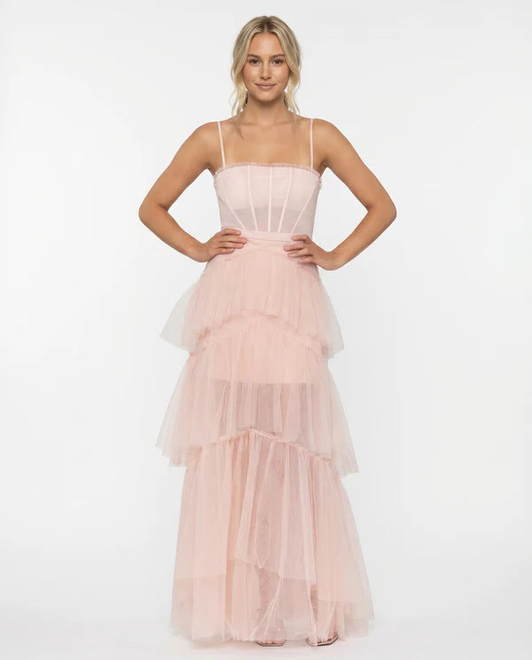 Aithne | Women's Strappy Tiered Corset Wedding Guest Dress