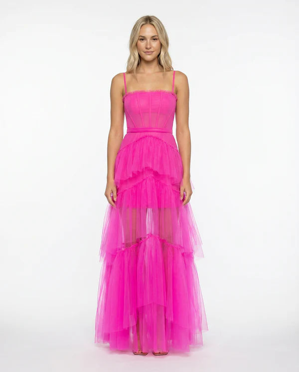 Aithne | Women's Strappy Tiered Corset Wedding Guest Dress