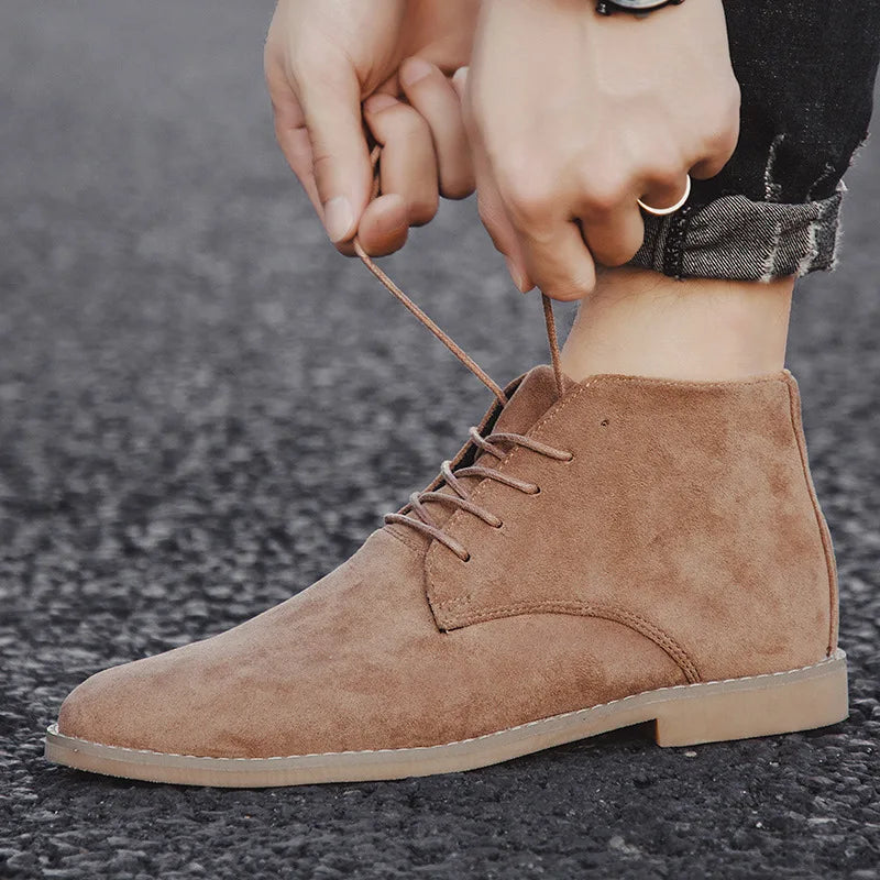 Aiyana | Men’s Lace Up Closed Toe Low Block Heel Boots