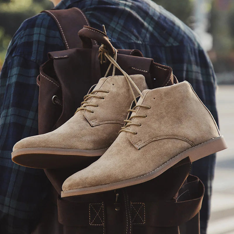 Aiyana | Men’s Lace Up Closed Toe Low Block Heel Boots