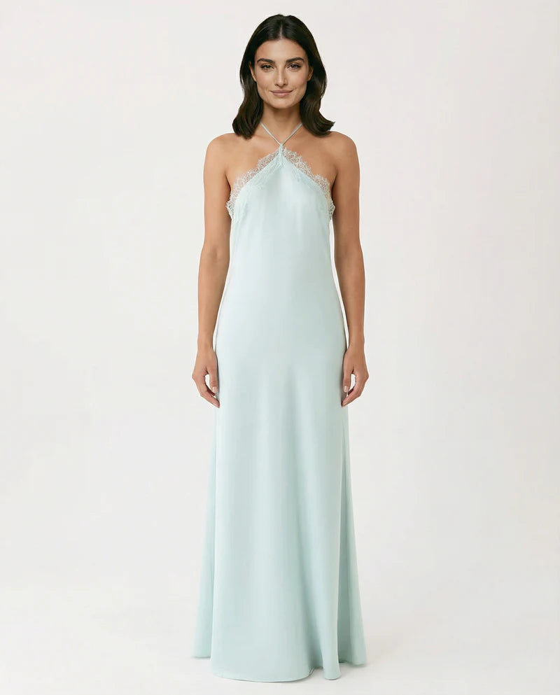 Aizada | Women's Halter Neck Sleeveless Open Back Maxi Dress