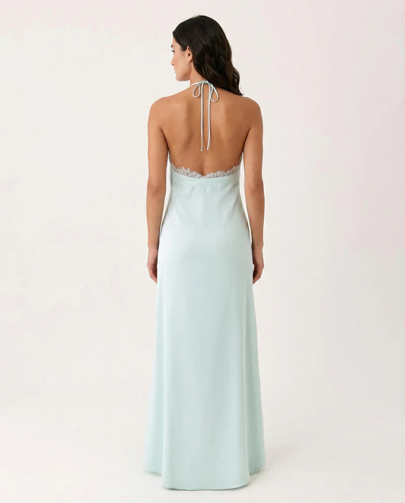 Aizada | Women's Halter Neck Sleeveless Open Back Maxi Dress