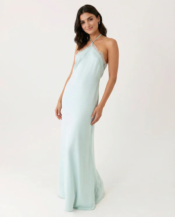 Aizada | Women's Halter Neck Sleeveless Open Back Maxi Dress