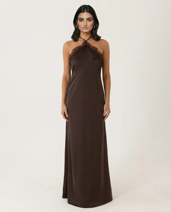 Aizada | Women's Halter Neck Sleeveless Open Back Maxi Dress