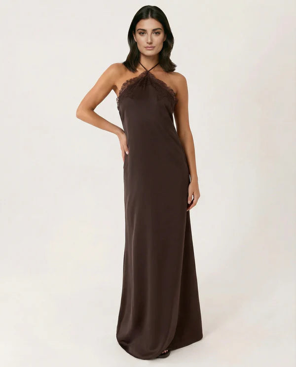 Aizada | Women's Halter Neck Sleeveless Open Back Maxi Dress
