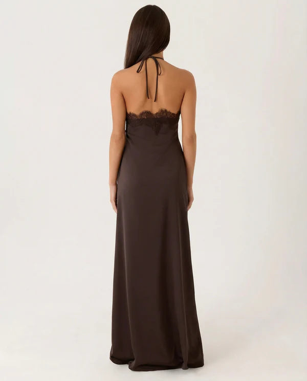 Aizada | Women's Halter Neck Sleeveless Open Back Maxi Dress