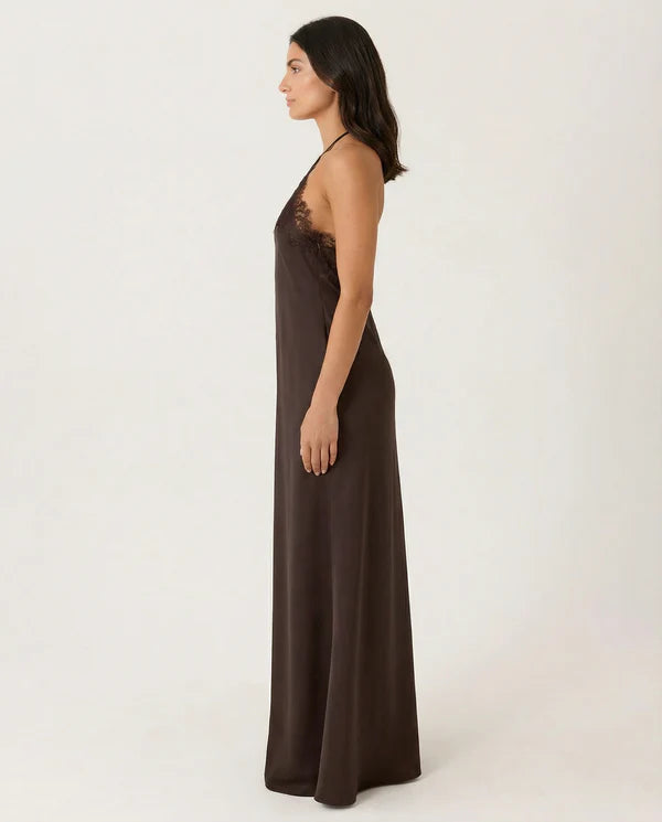 Aizada | Women's Halter Neck Sleeveless Open Back Maxi Dress