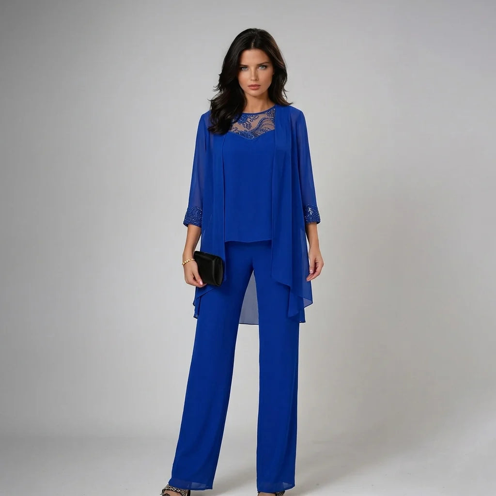 Ajanae | Women’s Wide Leg Sleeveless Boat Neck Three Piece Set