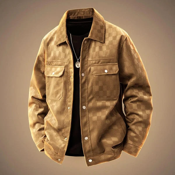 Dakari | Men’s Long Sleeve Checkered Button Front Collared Jacket