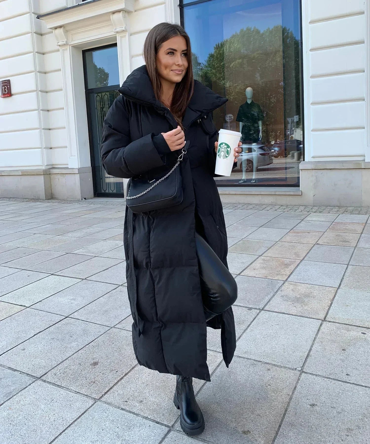 Akilah | Women’s Long Sleeve Belted Midi Length Puffer Jacket
