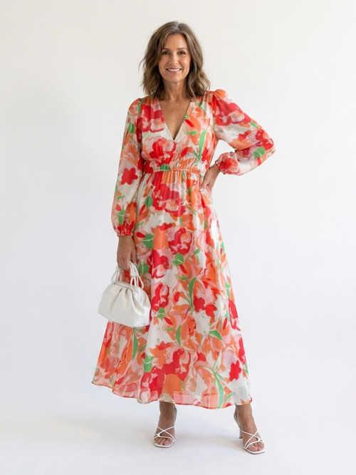 Alana | Women’s Long Sleeve Floral Print Maxi Dress