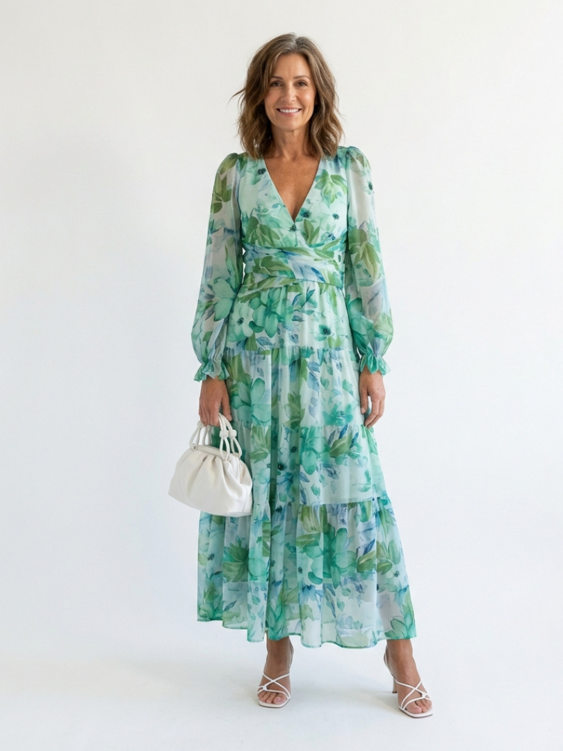 Alana | Women’s Long Sleeve Floral Print Maxi Dress