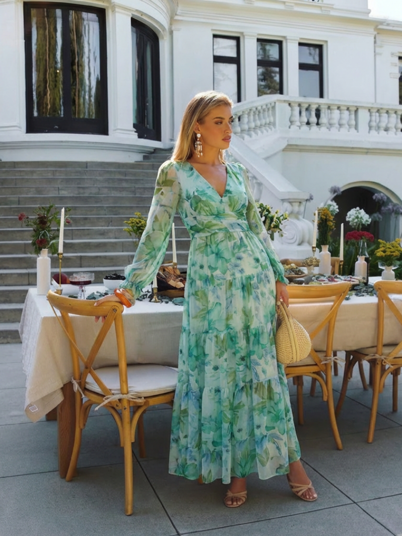 Alana | Women’s Long Sleeve Floral Print Maxi Dress