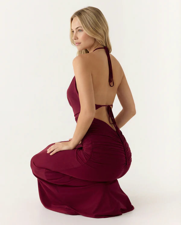 Alannah | Women's Cowl Halter Neck Sleeveless Maxi Dress
