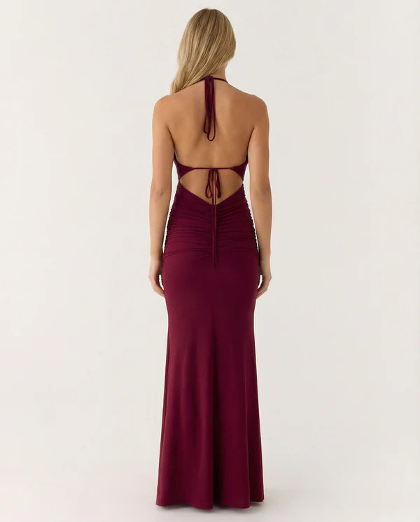 Alannah | Women's Cowl Halter Neck Sleeveless Maxi Dress