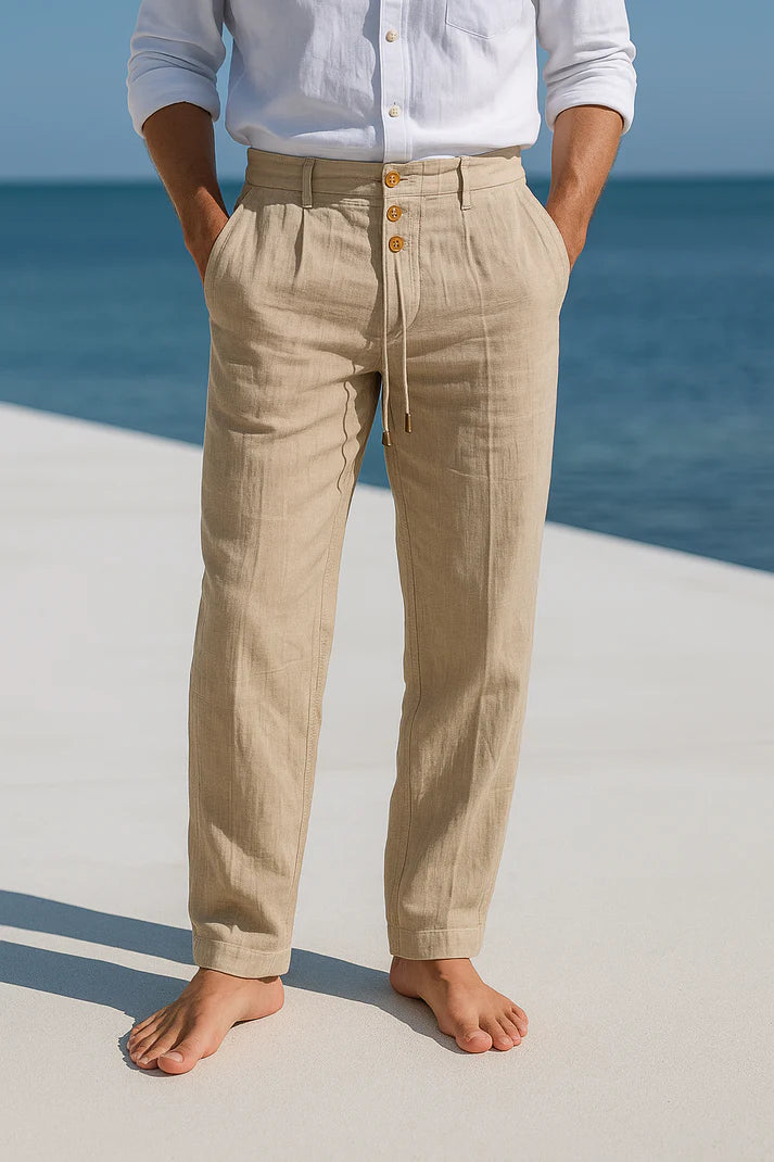 Alatau | Men's Straight Leg Drawstring Button Front Trousers