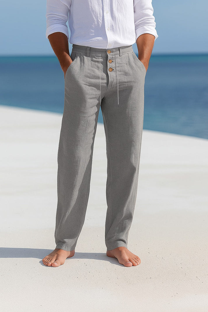 Alatau | Men's Straight Leg Drawstring Button Front Trousers