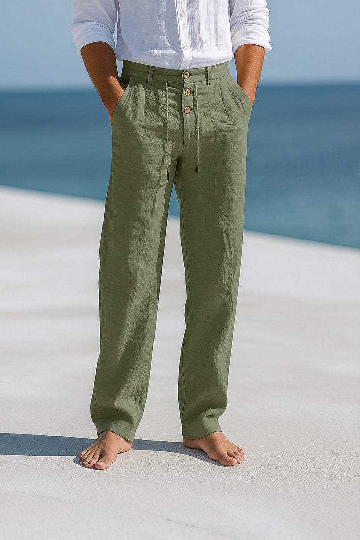 Alatau | Men's Straight Leg Drawstring Button Front Trousers