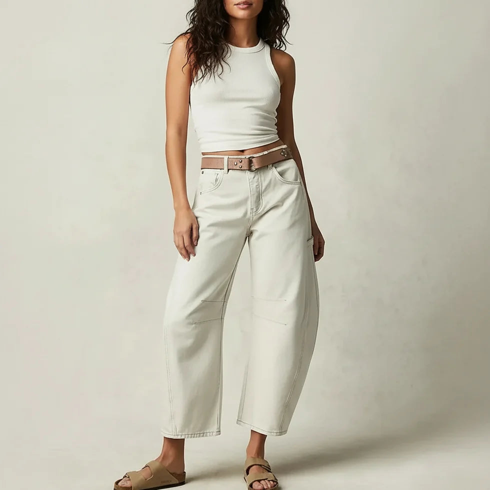 Alaya | Women’s Front Pockets Wide Leg Denim Jeans