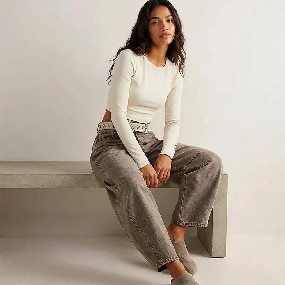 Alaya | Women’s Front Pockets Wide Leg Denim Jeans