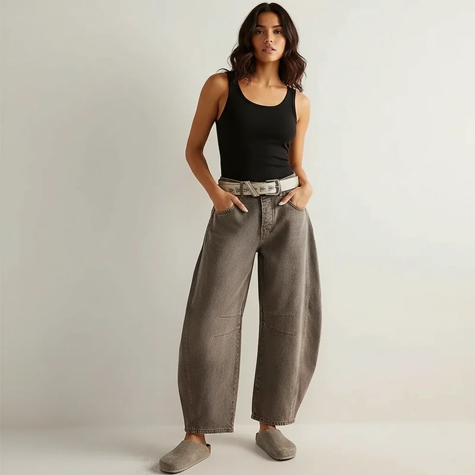 Alaya | Women’s Front Pockets Wide Leg Denim Jeans