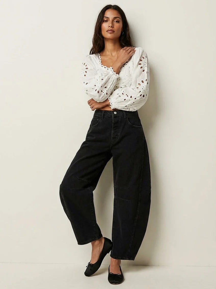 Alaya | Women’s Front Pockets Wide Leg Denim Jeans