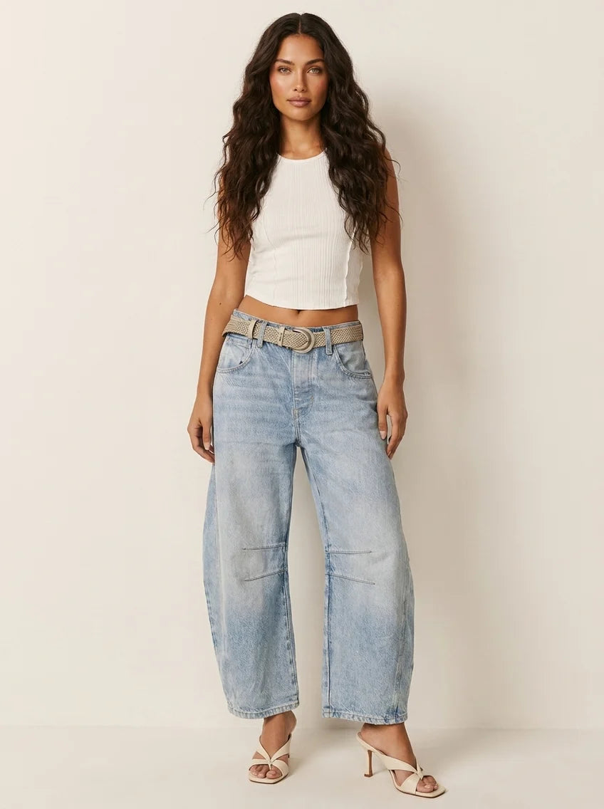 Alaya | Women’s Front Pockets Wide Leg Denim Jeans