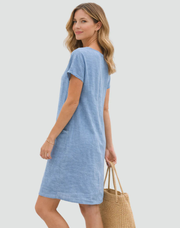 Alayna | Women's Short Sleeve Scoop Neck Pockets Mini Dress