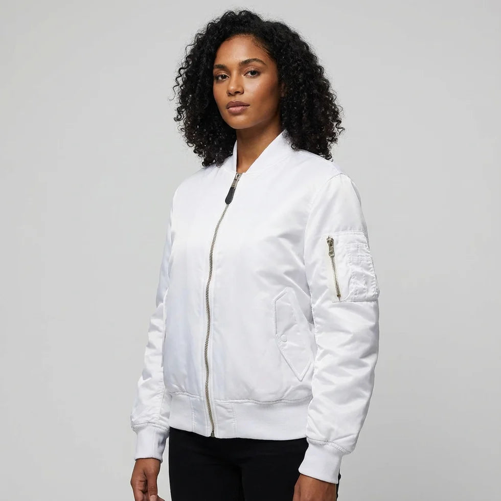 Albane | Women’s Zip Front Utility Pocket Bomber Jacket