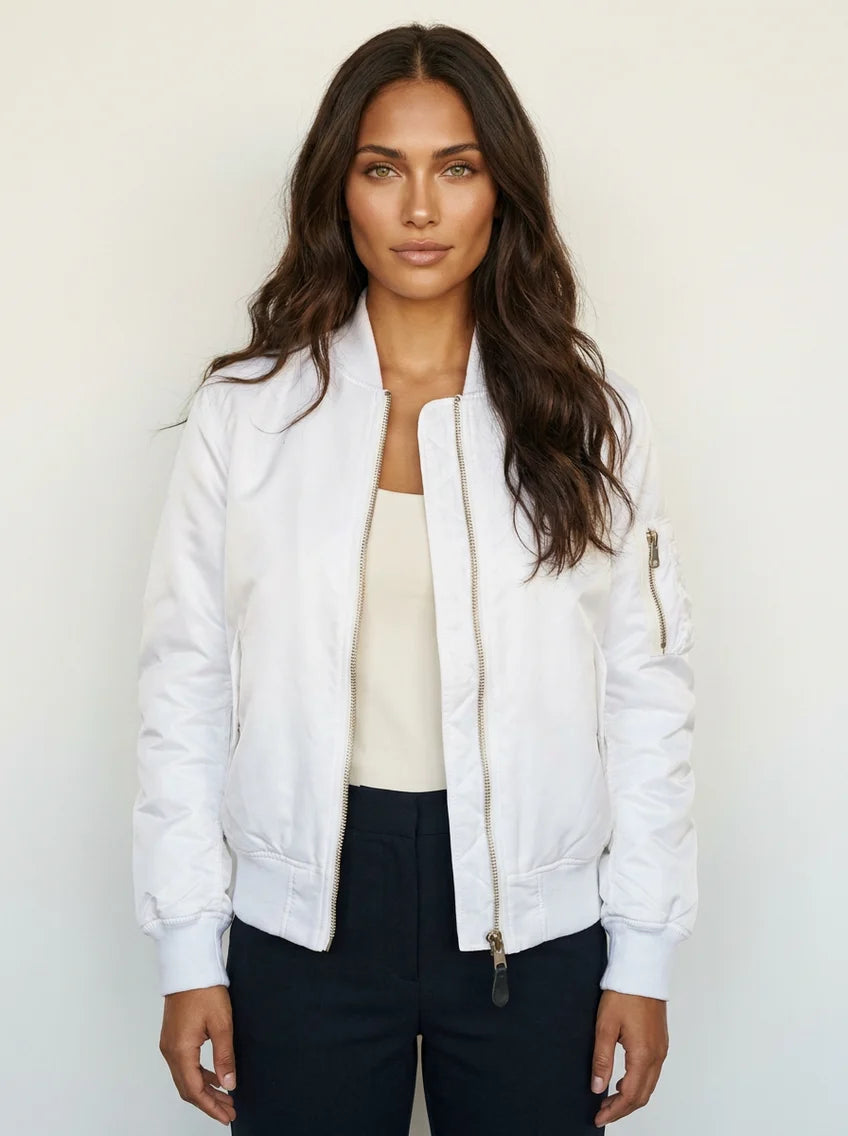 Albane | Women’s Zip Front Utility Pocket Bomber Jacket